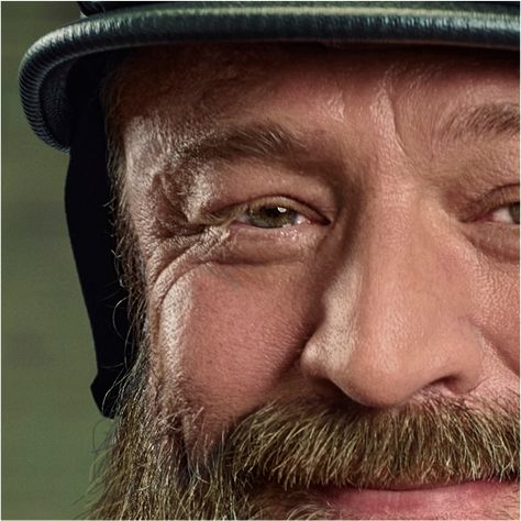 Big Reveal Bike Beard Close Up of Eyes