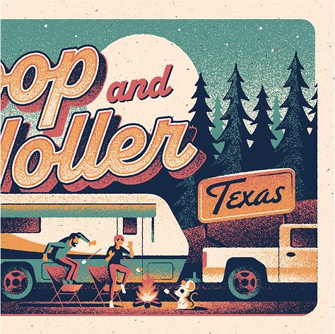 Travel trailer RV ad closeup Hoop and Holler TX