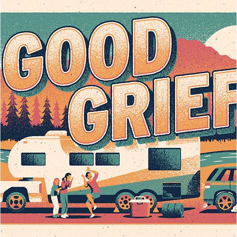 Fifth wheel RV ad closeup Good Grief ID