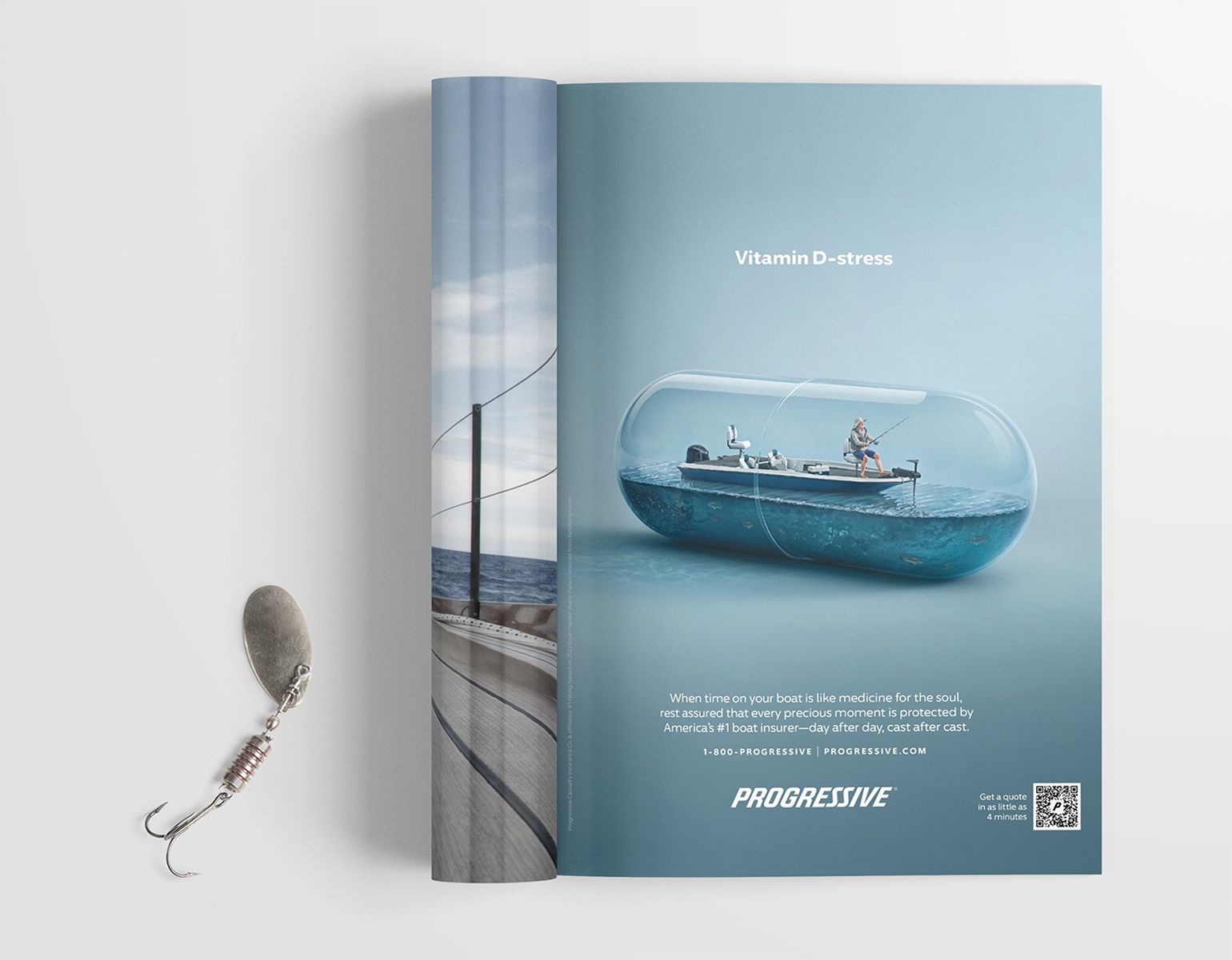 Vitamin Sea fishing boat magazine ad with lure