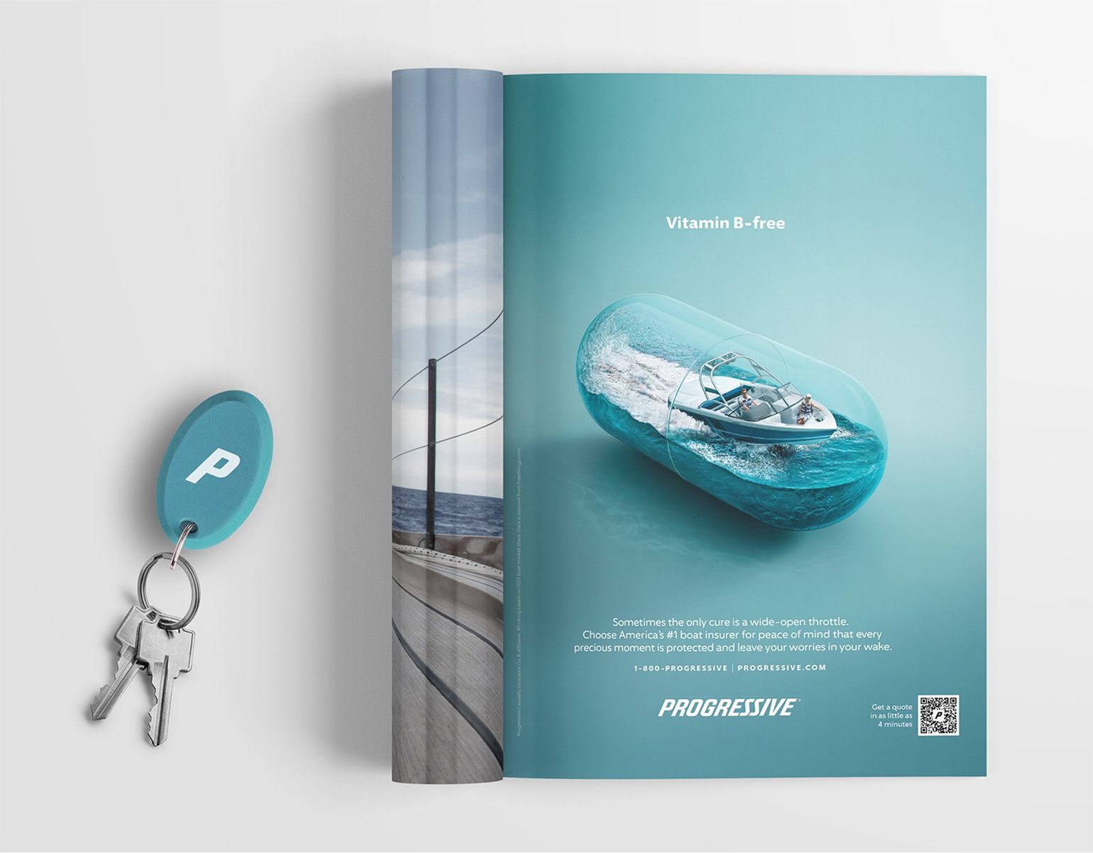 Vitamin Sea speedboat magazine ad with keys